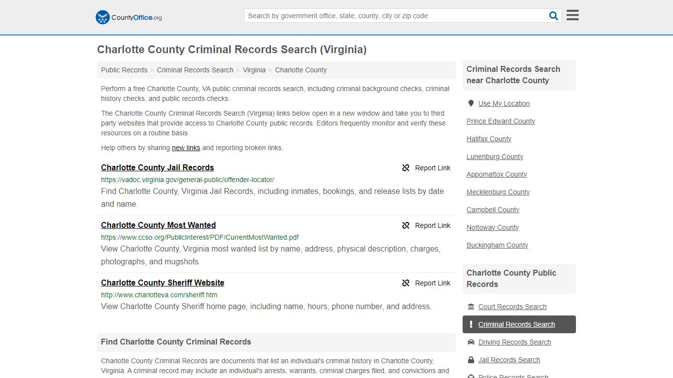 Criminal Records Search - Charlotte County, VA (Arrests, Jails & Most ...